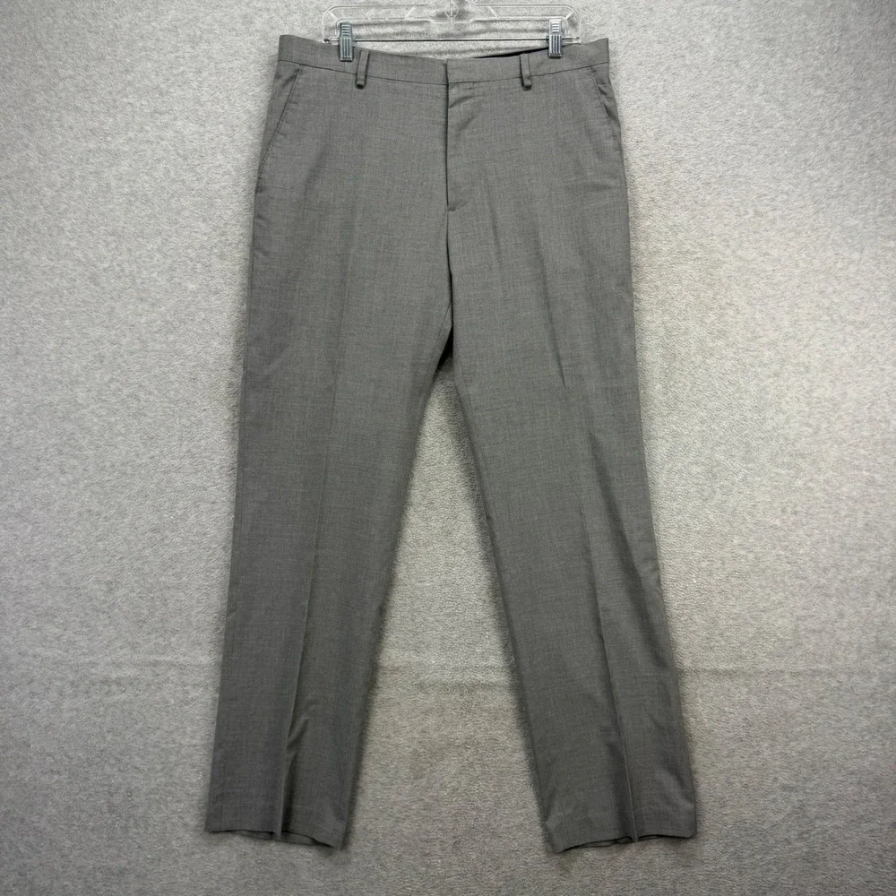 Banana Republic Dress Pants Mens 34x32 Grey Tailored Fit Flat Front Trousers
